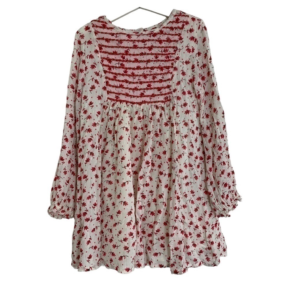 Peek Dress Girl’s Size 8 Leaves Metallic Threads boho Long Sleeve